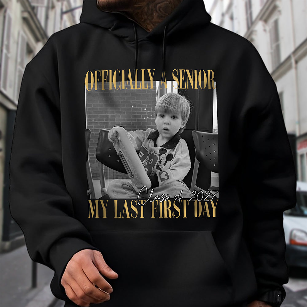 Personalized Vintage Photo Officially A Senior My Last First Day Dark Shirt HA75 922036