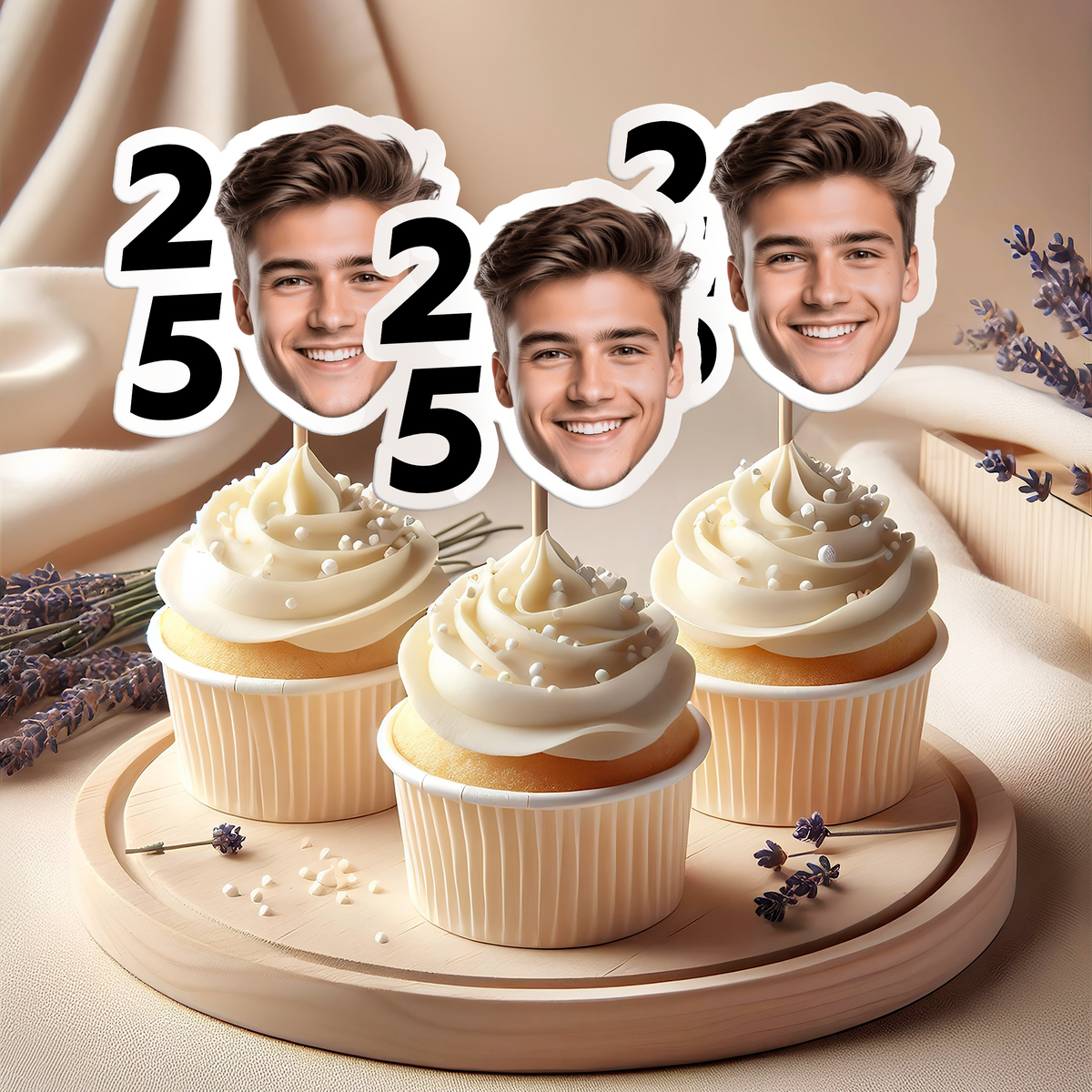 Custom Face Photo And Age For Birthday Party Cupcake Toppers TH10 892593