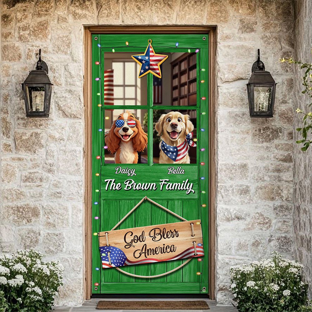 Custom America Dog Faith, Freedom & Family Decoration Door Cover LM32 897977