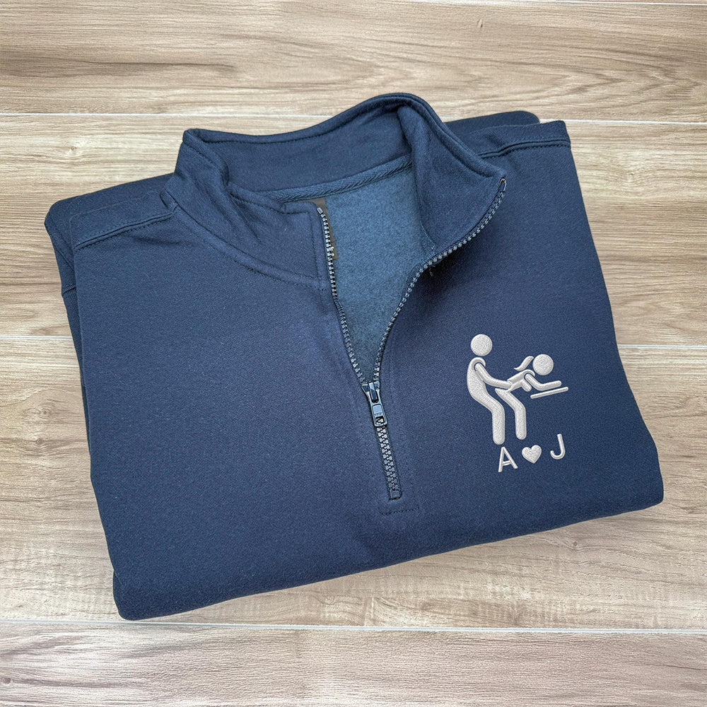 Personalized Funny Adult Embroidered Quarter Zip Sweater Gift For Husband & Boyfriend CH07 180654