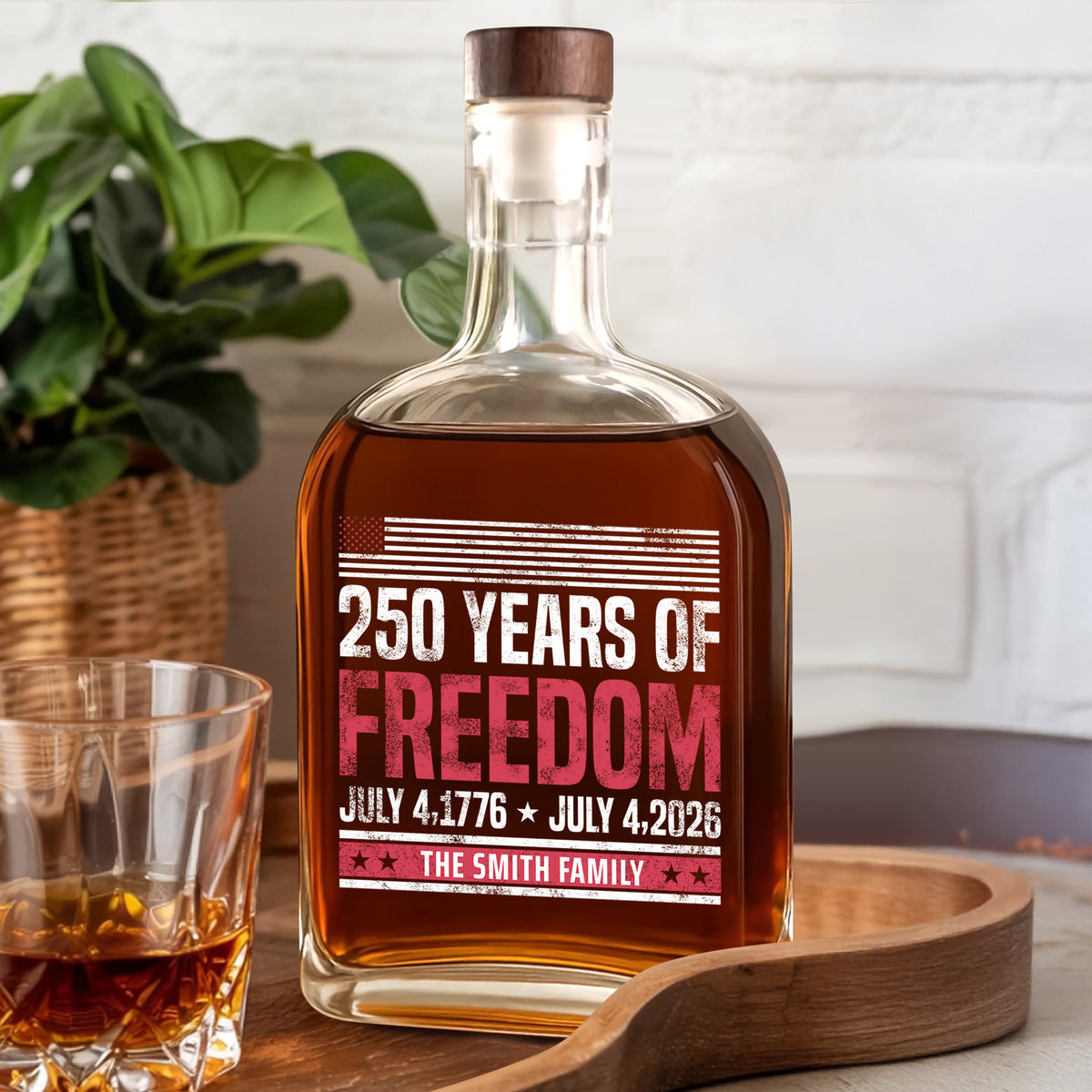 Custom Family Name 250 Years Of Freedom 1776-2026 Whiskey Bottle LM32 895311