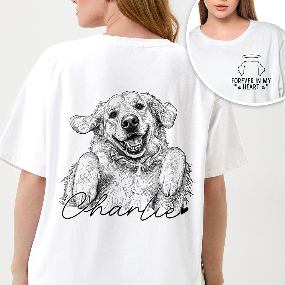 Custom Photo Pencil Sketch Forever In My Heart Memorial Shirt HA75 921780
