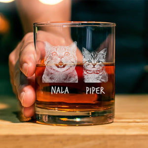 Custom Photo Best F*cking Cat Dad Ever Engraved Whiskey Glass Gift For Cat Lover CH07 895988