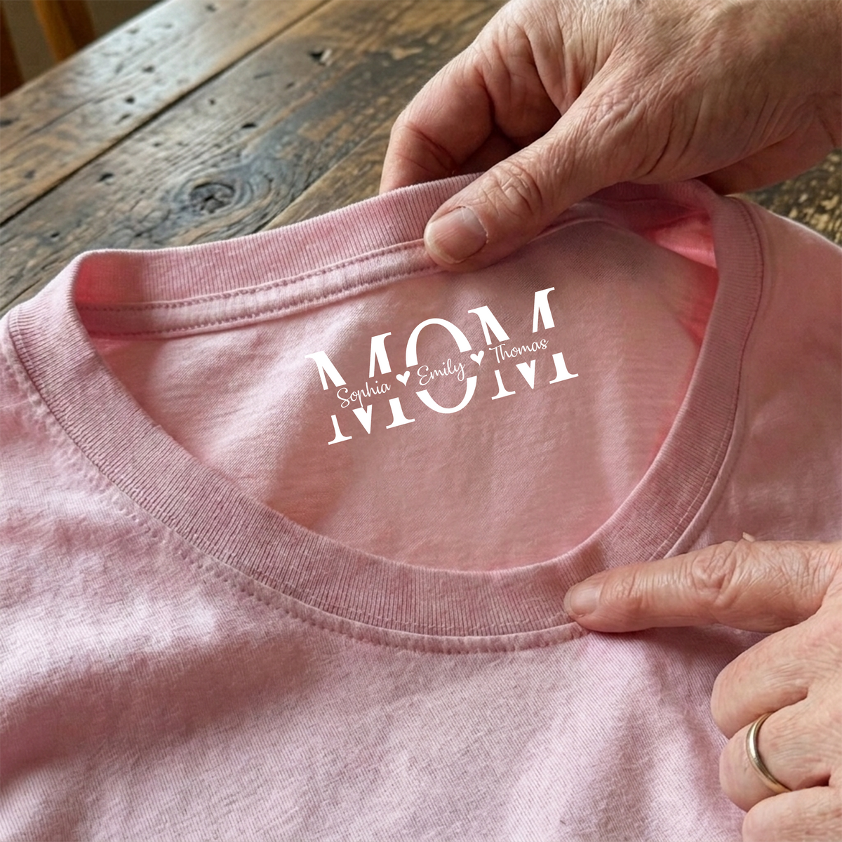 Personalized Mom Neck Print Shirt With Kid Name, Mothers Day Gift CH07 910928