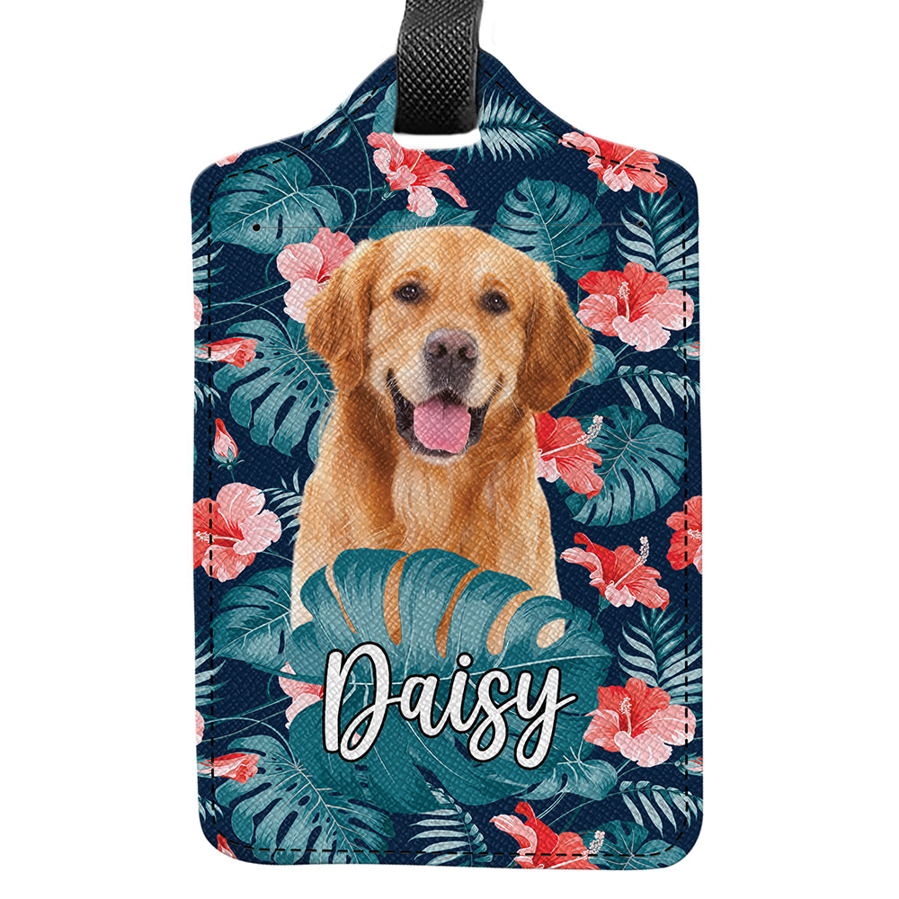 Custom Photo Dog Cat Tropical Pattern Luggage Tag HA75 892720