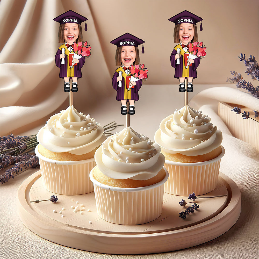 Custom Funny Face Kid Class of 2025 Graduation Decoration Cupcake Toppers HA75 892122