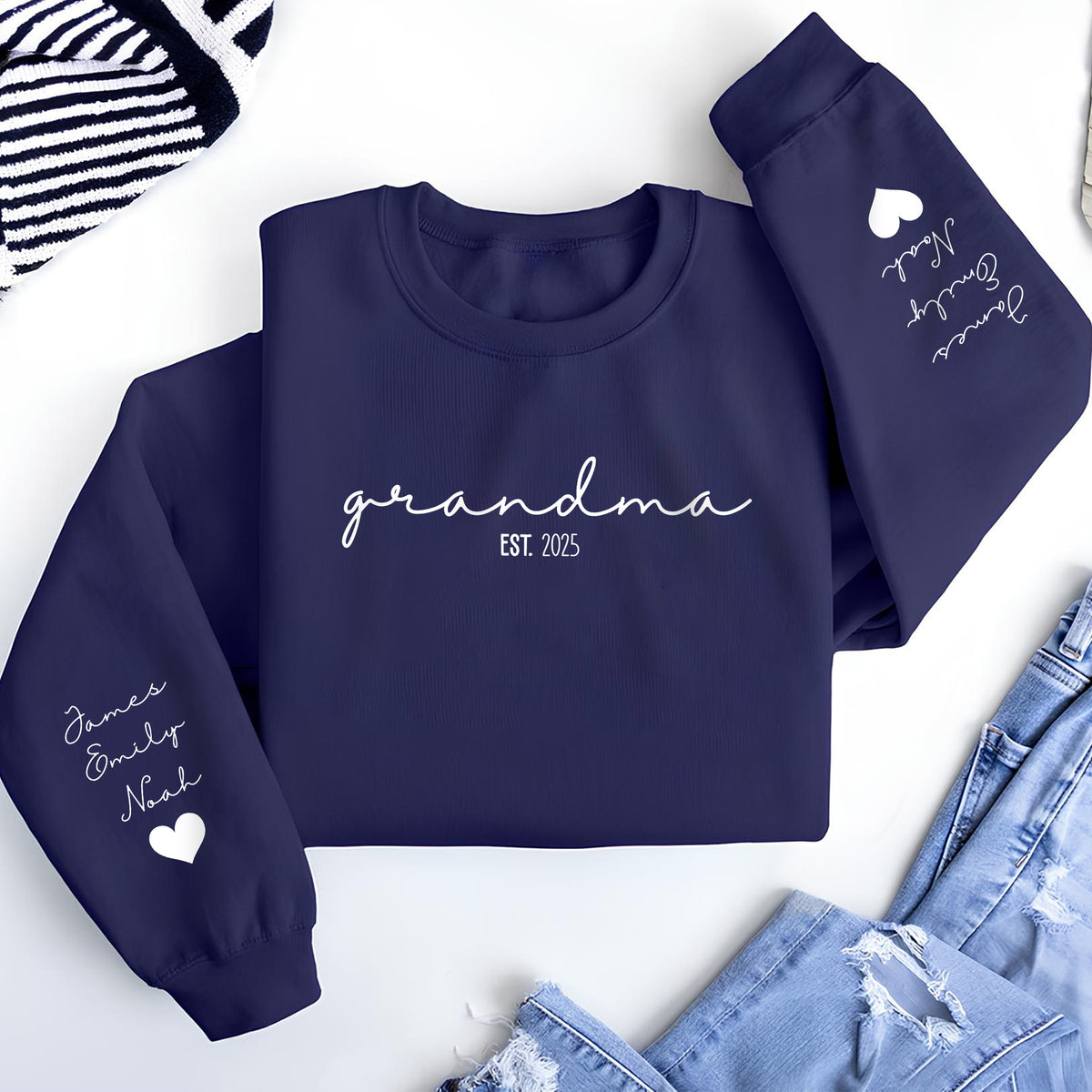 Custom Kid Name Mama Grandma Since Sleeve Printed Sweatshirt TH10 169477
