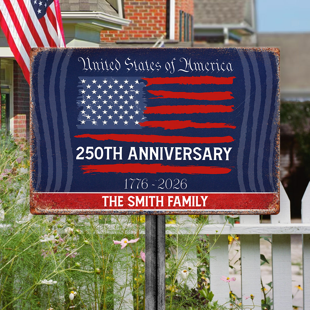 Custom Family Name USA 250th Anniversary Metal Sign HA75 920122