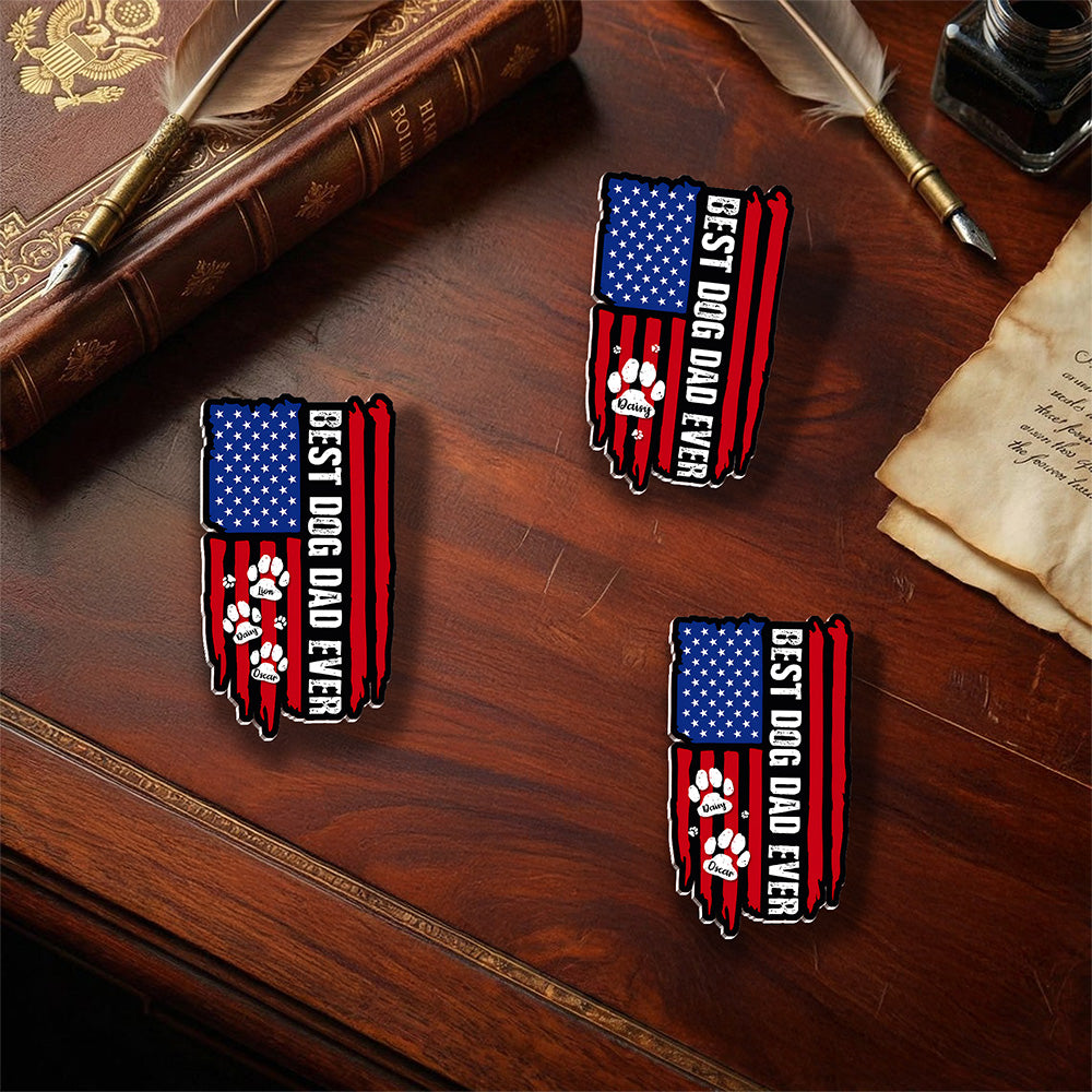 Best Dog Dad Ever Paw American Flag Acrylic Pin TH10 169383