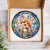 Custom Dog Photo With Flower Memorial Stained Glass Suncatcher, Pet Loss Gift HO82 894318