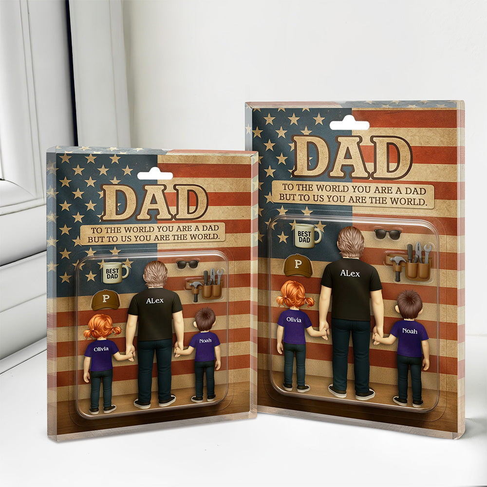 Personalized You Are The World Dad Family Acrylic Block Plaque Gift LM32 893453