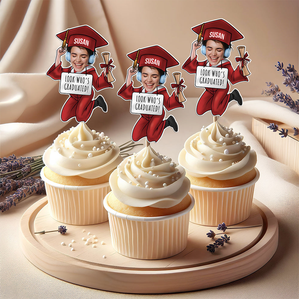 Custom Graduation Photo Look Who's Graduated Cupcake Topper HO82 901388