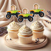 Custom Kid Face Riding Monster Truck Decoration Cupcake Toppers HA75 892008