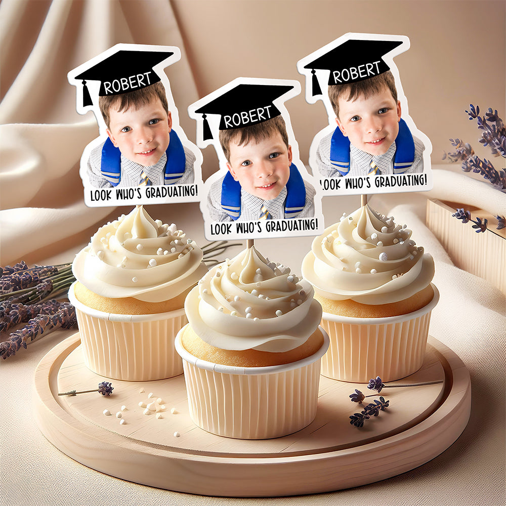 Custom Photo Look Who's Graduating Cupcake Toppers LM32 897703