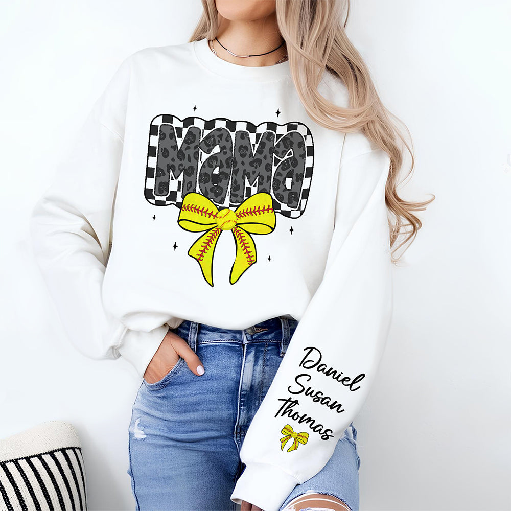 Retro Softball Mama Coquette Sweatshirt Personalized Gift For Mother's Day HO82 893652