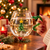 3D Christmas Shaped Glass Mug with Heart Handle, Holiday Coffee Cup, Christmas Gift HA75 919174