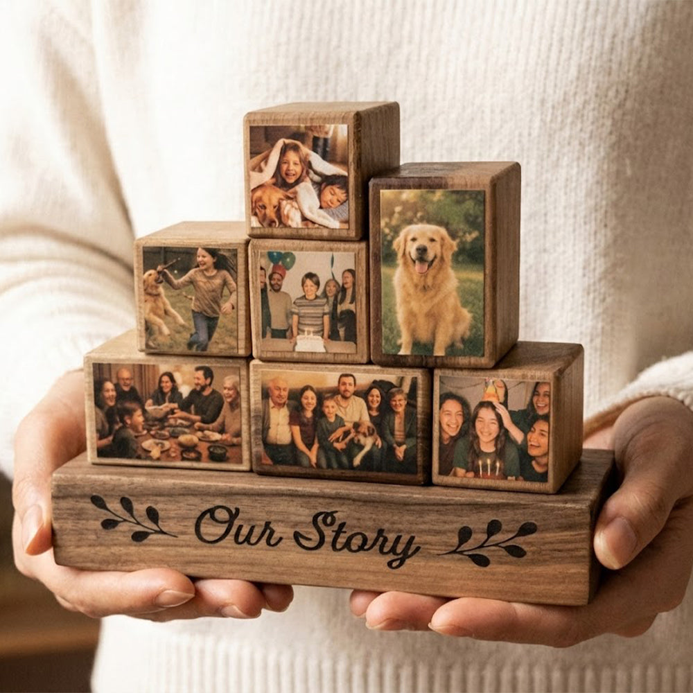 Custom Family Photo Collage Wooden Blocks Set - Gift For Family, Boyfriend, Girlfriend LM32 899177
