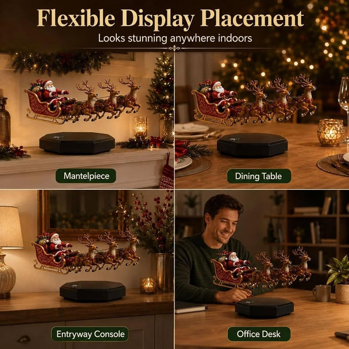 Santa's Flying Sleigh - Xmas Decor for Home, Office, Shelf & Holiday Party HO82 903636