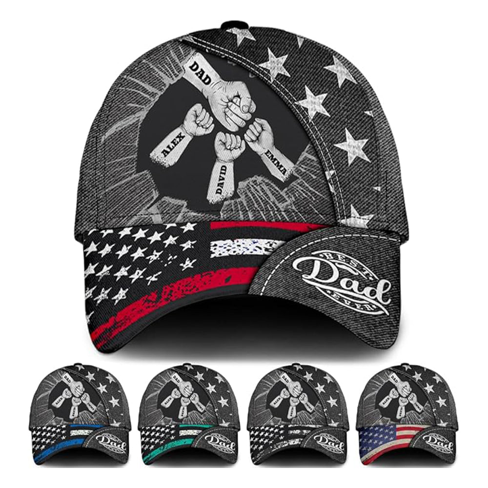 Personalized Fist Bump Hat with Kid’s Names - Best Dad Ever Classic Cap LM32 669157