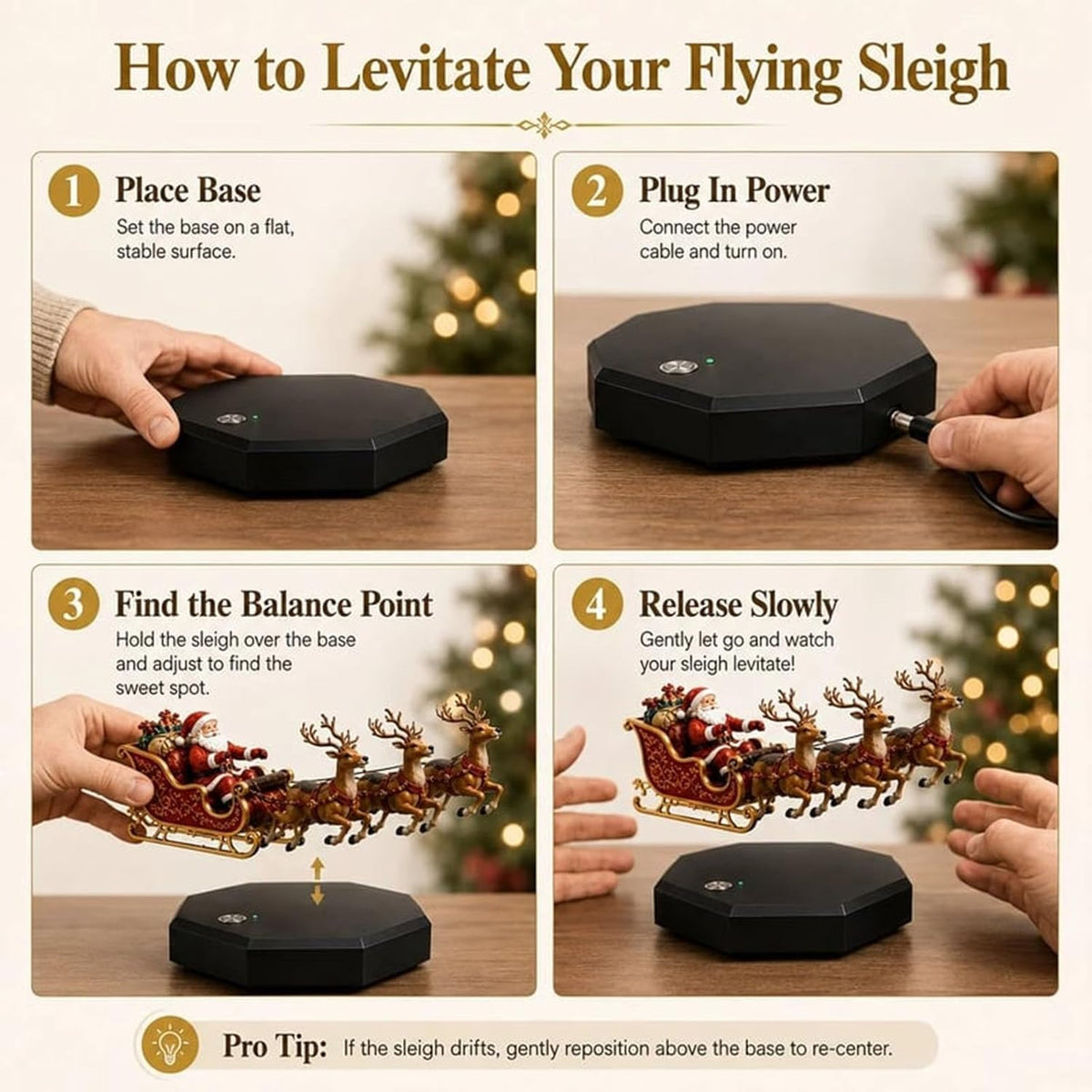 Santa's Flying Sleigh - Xmas Decor for Home, Office, Shelf & Holiday Party HO82 903636