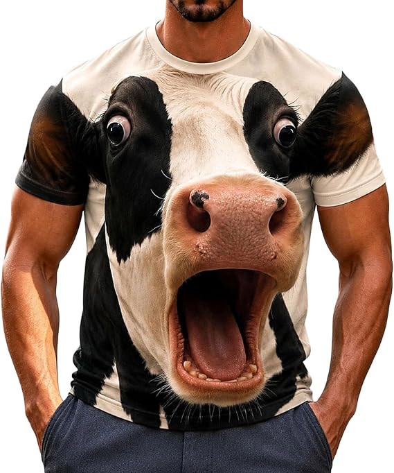 Funny Shocked Animal Face 3D T-Shirt Novelty Graphic Tee CH07 180792