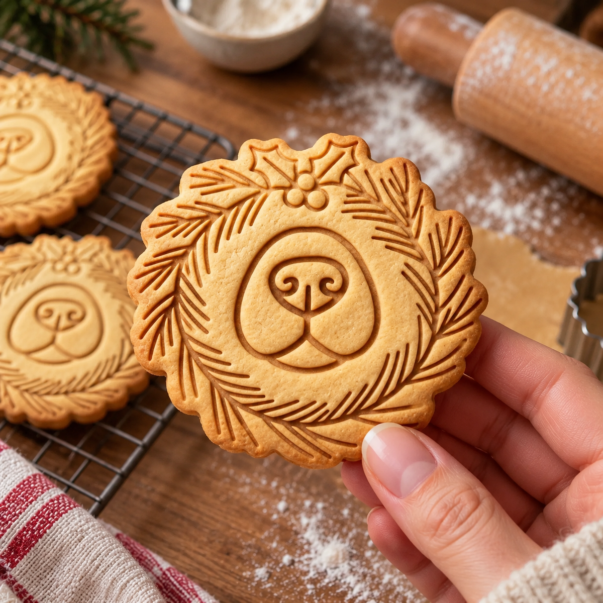 Personalized Christmas Dog Nose Wreath Cookie Stamp For Dog Lovers LM32 670719