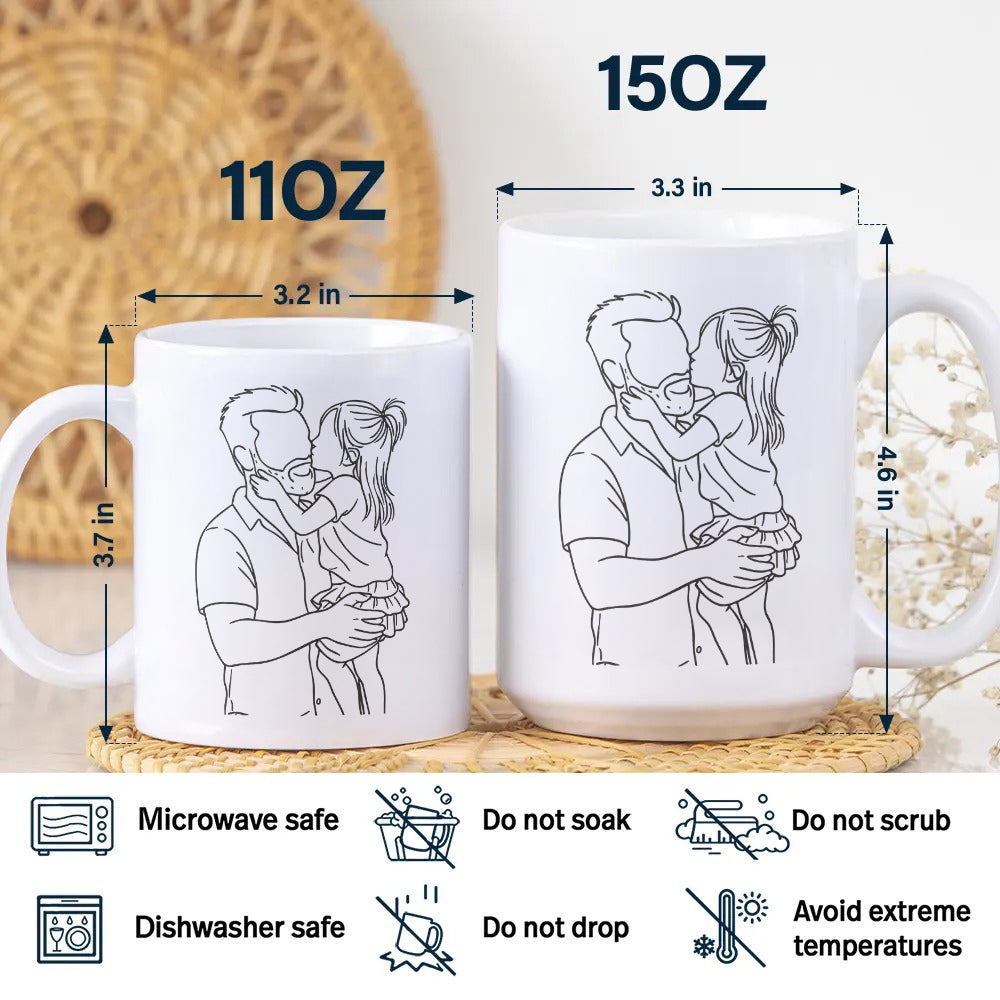 Custom Photo Dad With Kid Drawing Style Mug HO82 894202