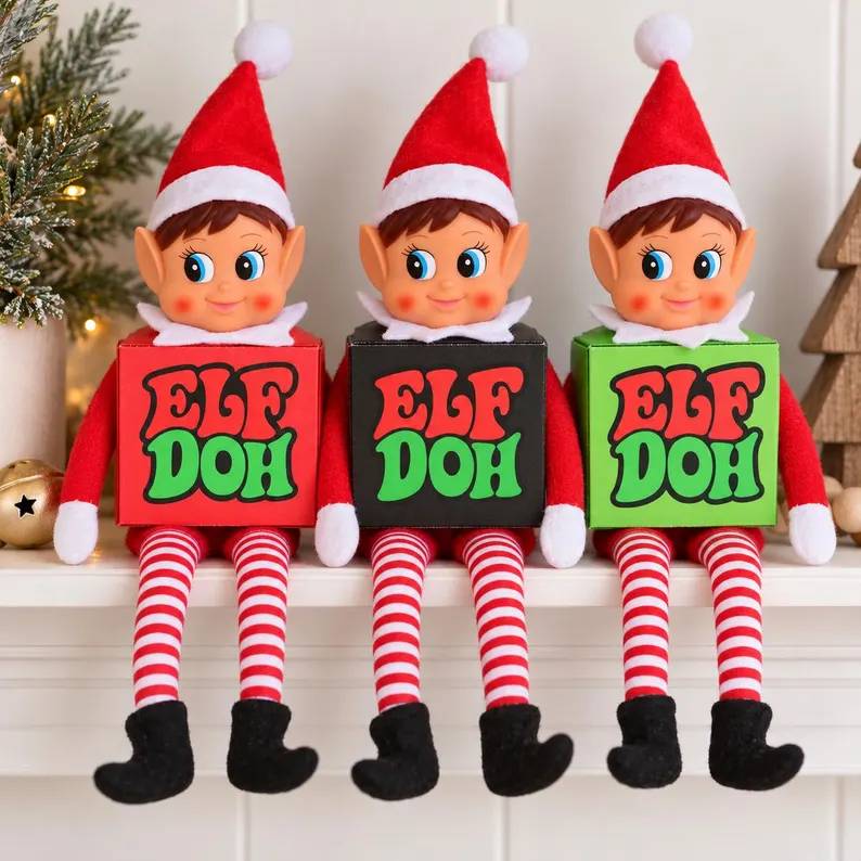 Elf Doh Squishy Box Costume, Funny Elf Outfit Clothes, Christmas Elf Accessory HO82 904052