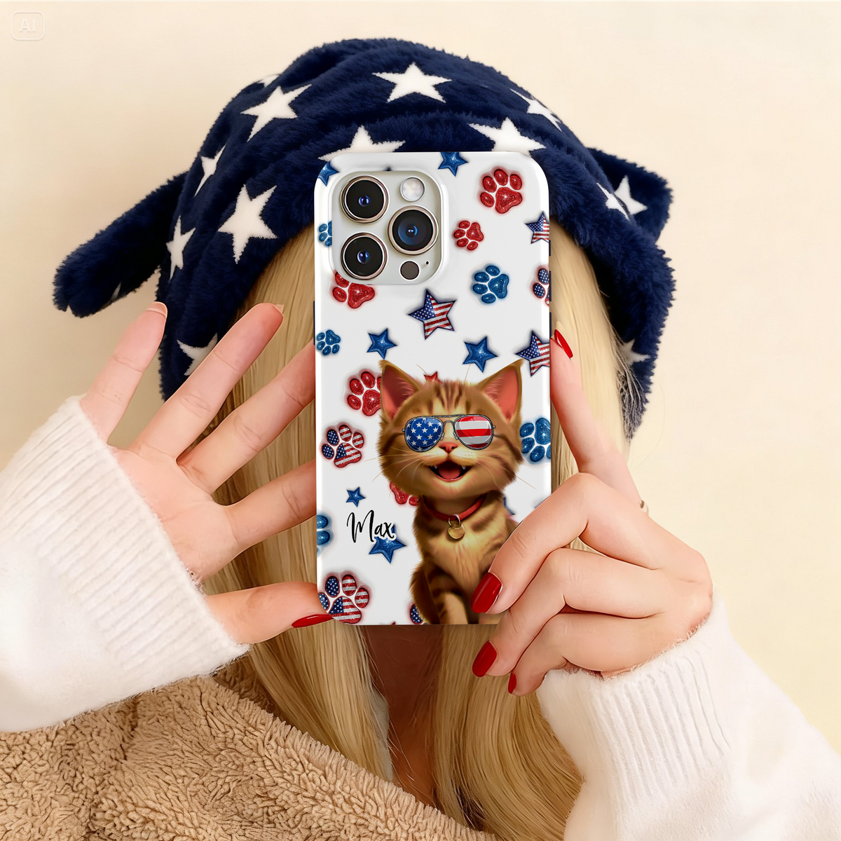 Custom 3D Cat US Flag Personalized Phone Case HA75 920322