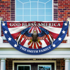 Custom Family Name God Bless America Patriotic Eagle Non-Pleated Fan Flag HA75 920132