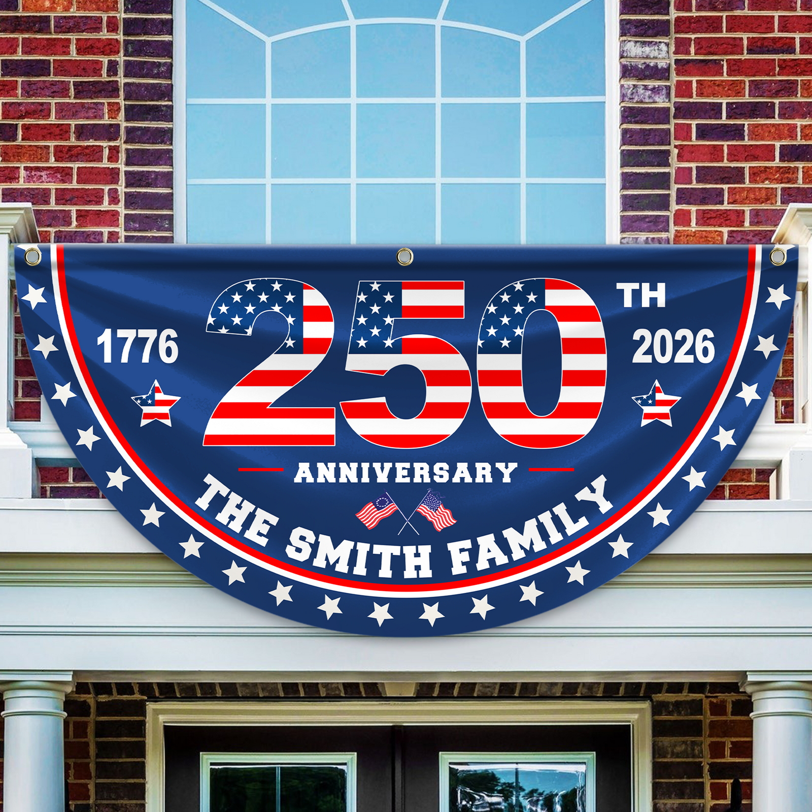 Custom Family Name 250th Anniversary Non-Pleated Fan Flag HA75 920910