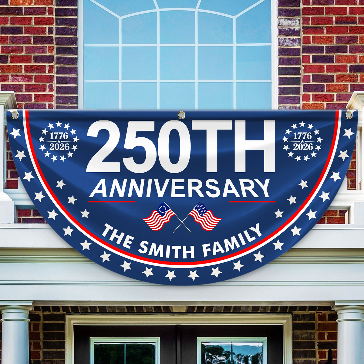 Custom Family Name 250th Anniversary USA 1776 - 2026 Non-Pleated Fan Flag HA75 920906
