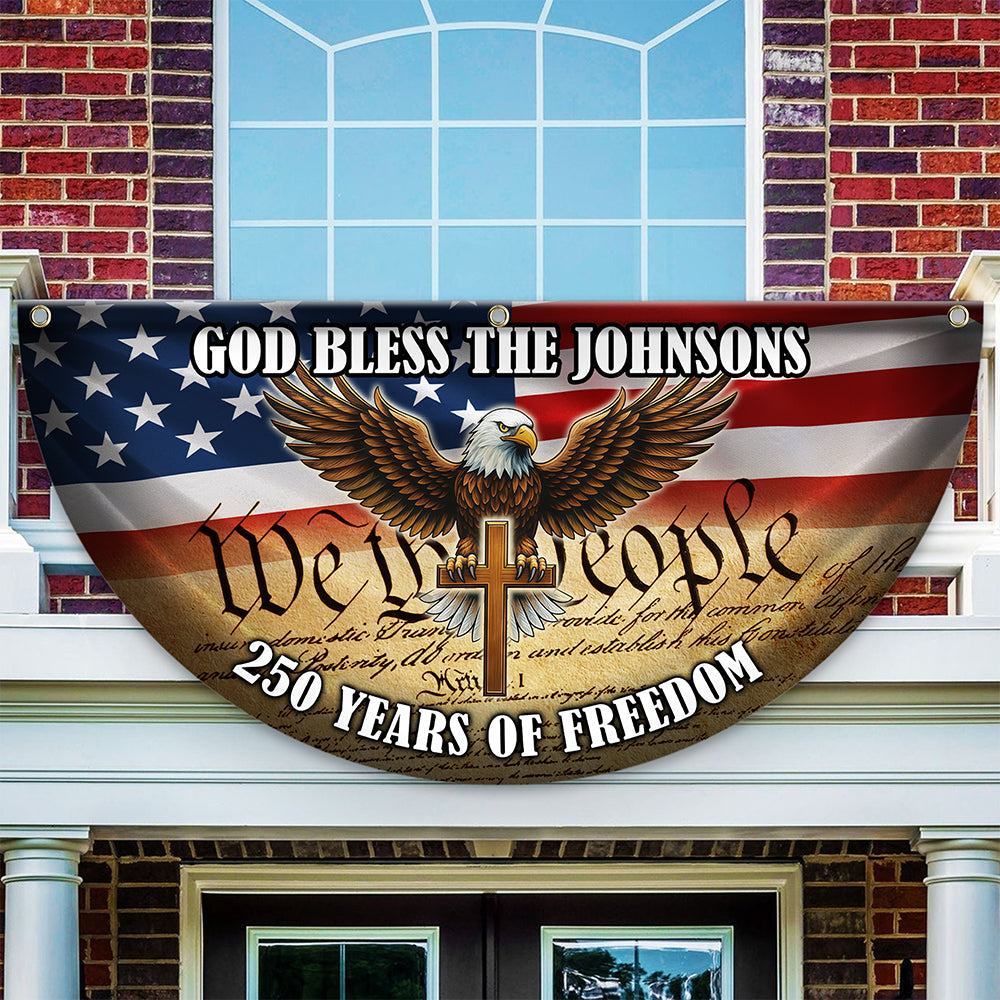 Custom Family Name America 250 Years Of Freedom Non-Pleated Fan Flag TH10 169081