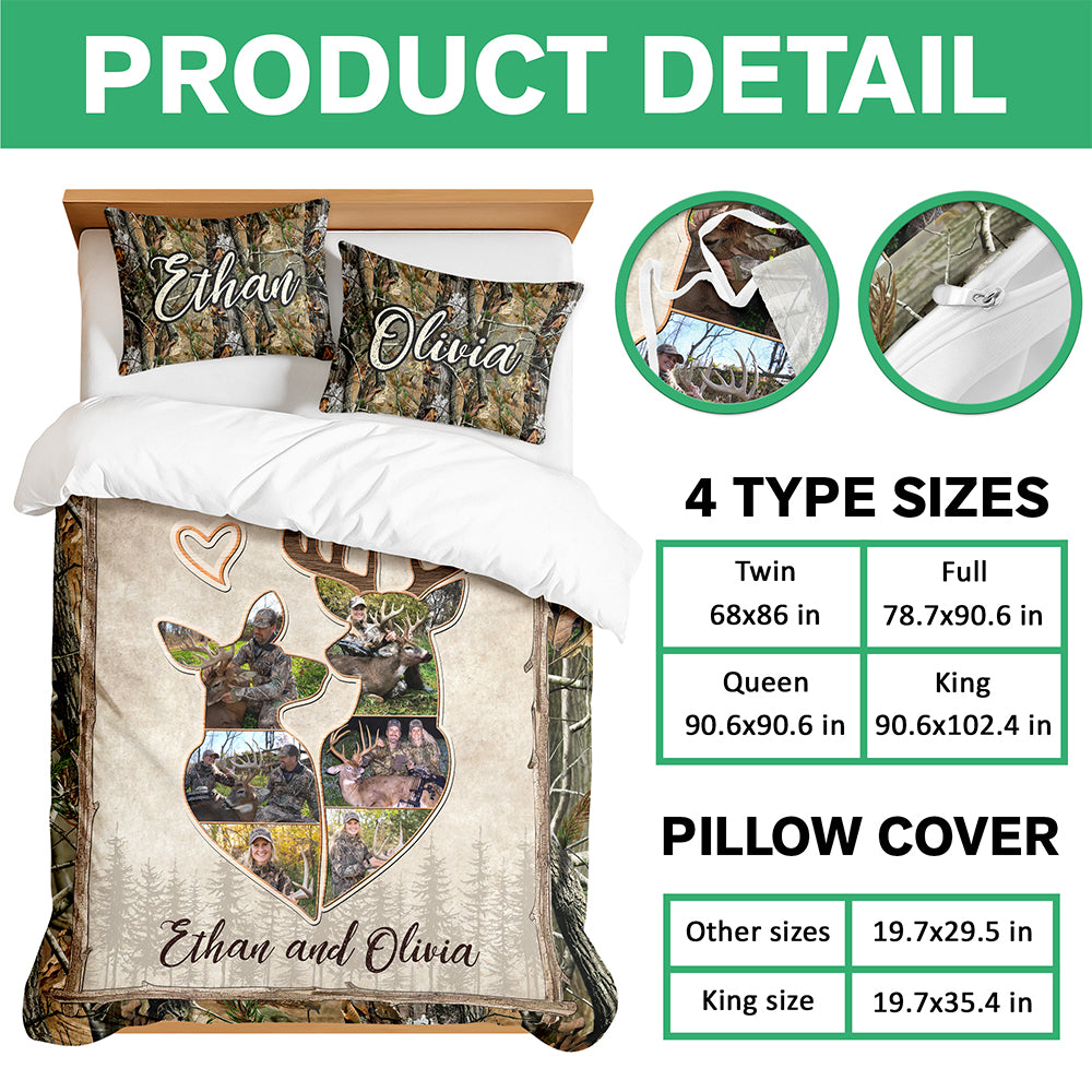 Custom Photo Hunter Couple Quilt Bedding Set Gift For Couple, Husband, Wife TH10 896725