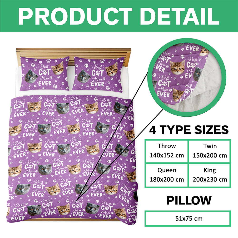 Custom Pet Photo Best Dad And Mom Ever Quilt Bedding Set For Dog And Cat Lovers LM32 897283