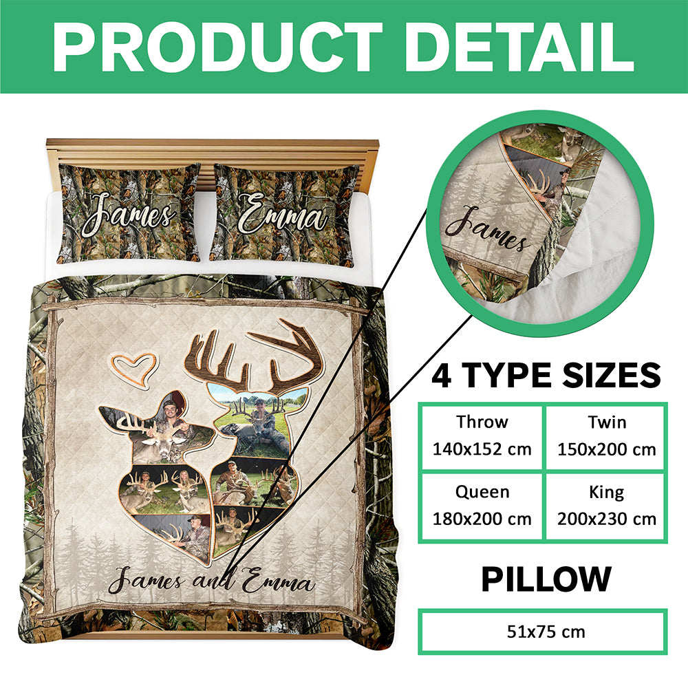 Custom Photo Hunter Couple Quilt Bedding Set Gift For Couple, Husband, Wife TH10 896725