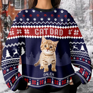 Custom Photo Cat Dad Cat Mom Ugly Sweater HA75 892896