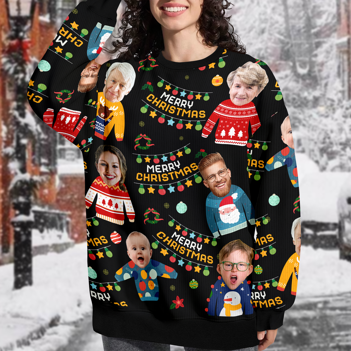 Custom Family Photo Merry Christmas Funny Ugly Sweater CH07 896998
