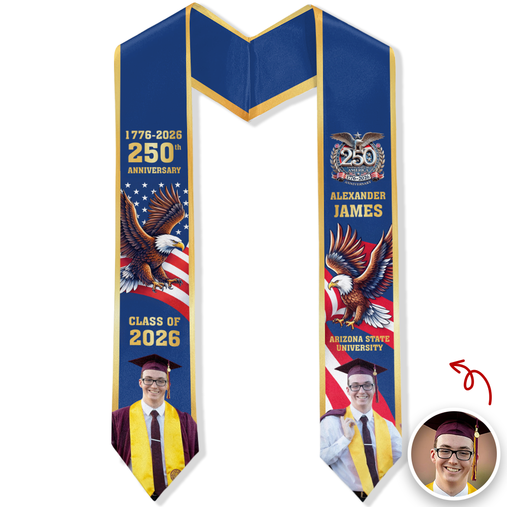Custom Photo Class Of 2026 With America 250 Years Graduation Stole HO82 901480