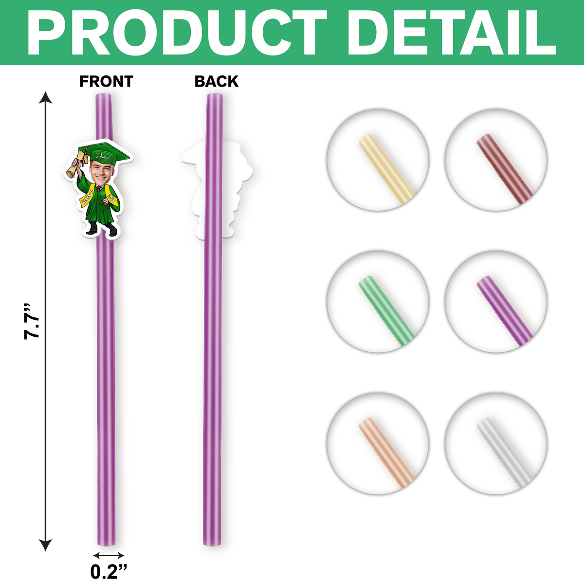 Custom Funny Face Class of 2026 Graduation Decoration Colorful Straws TH10 169131