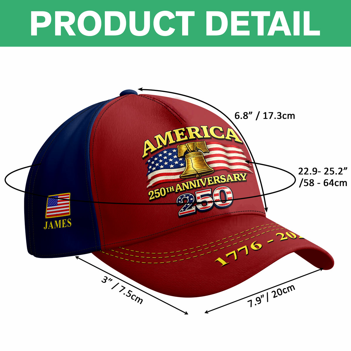 Custom Name America 250th Anniversary Classic Cap TH10 169699