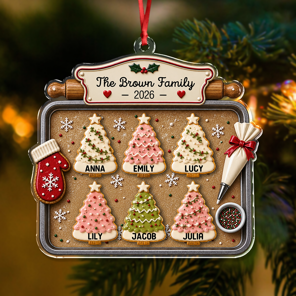 Personalized Custom Family Name Cookie Christmas Tree Acrylic Ornament For Family TH10 171135