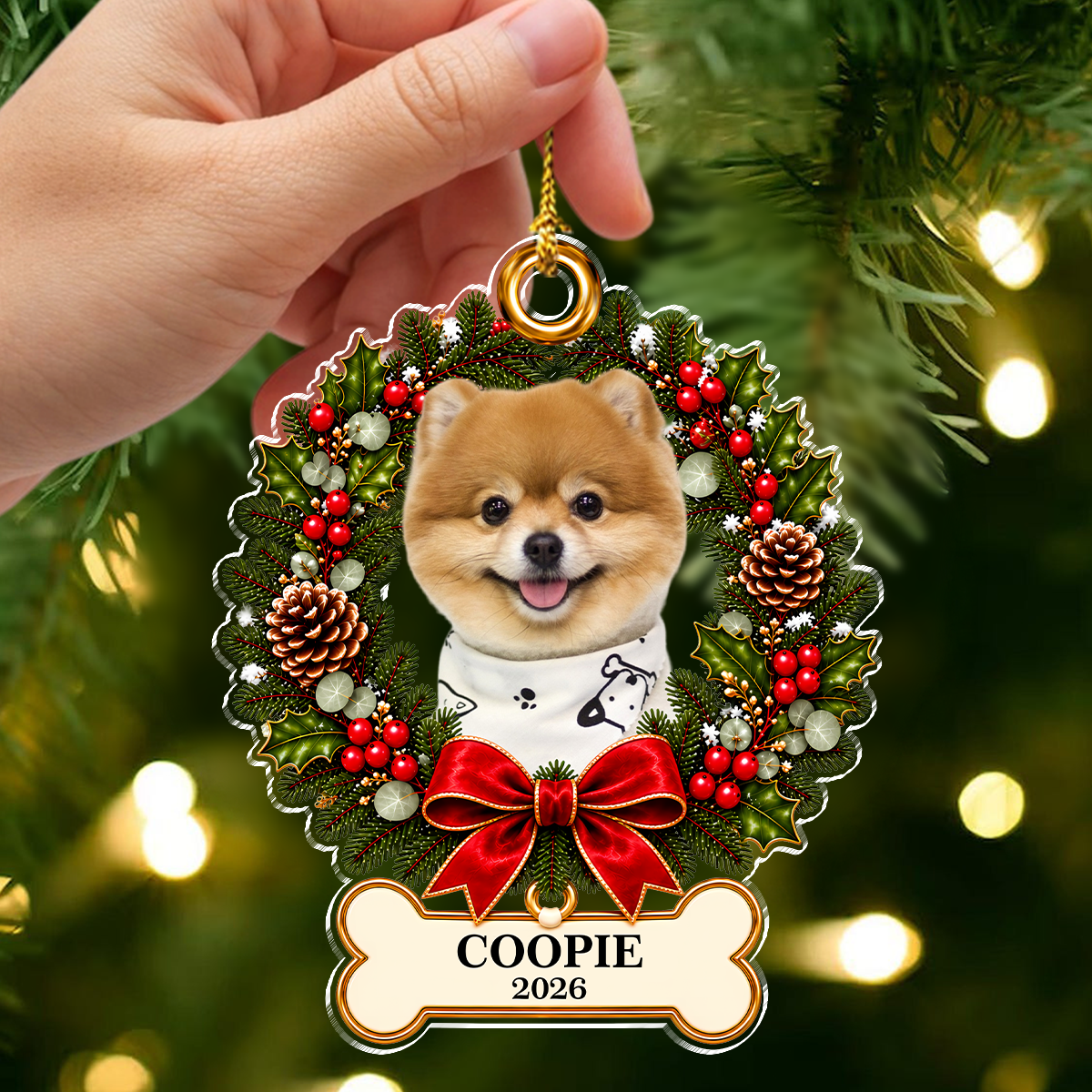 Personalized Pet Photo Christmas Acrylic Ornament Dog Lover Gift CH07 180746