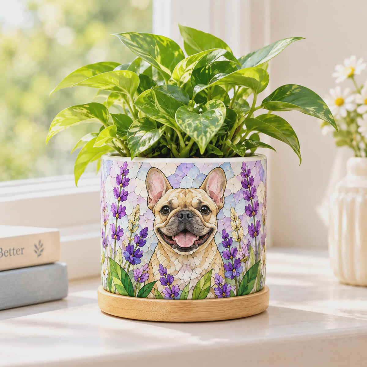 Custom Cute Dog Cat Mosaic Style Photo Plant Pot For Dog, Cat Lovers LM32 670609