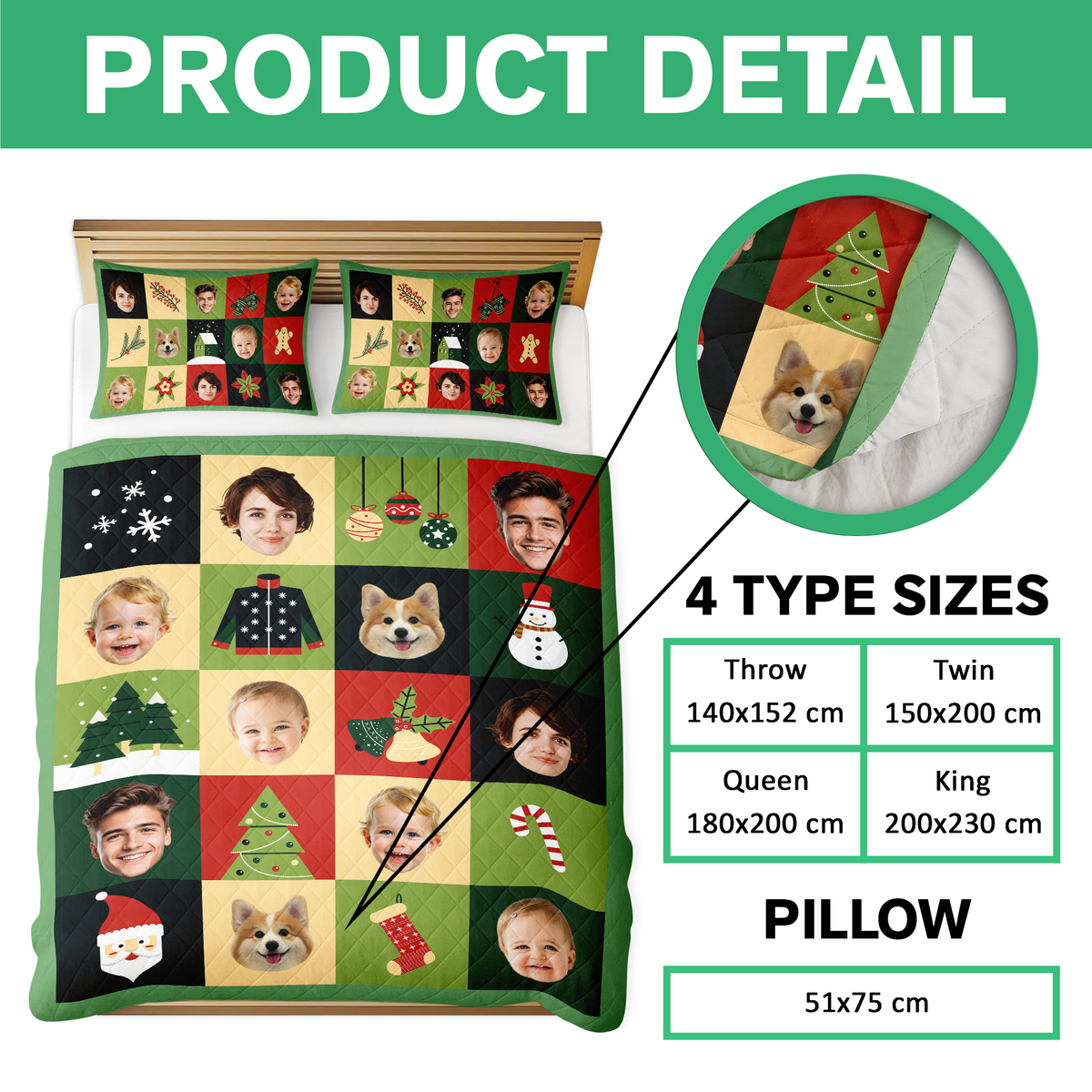 Funny Custom Face Family Christmas Pattern Bedding Set CH07 899902