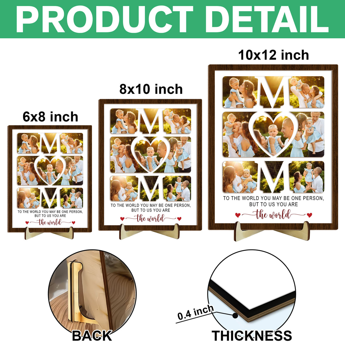 Custom Photo Mom Everything We Are Is Because Of You 2-Layered Wooden Plaque With Stand HO82 901536