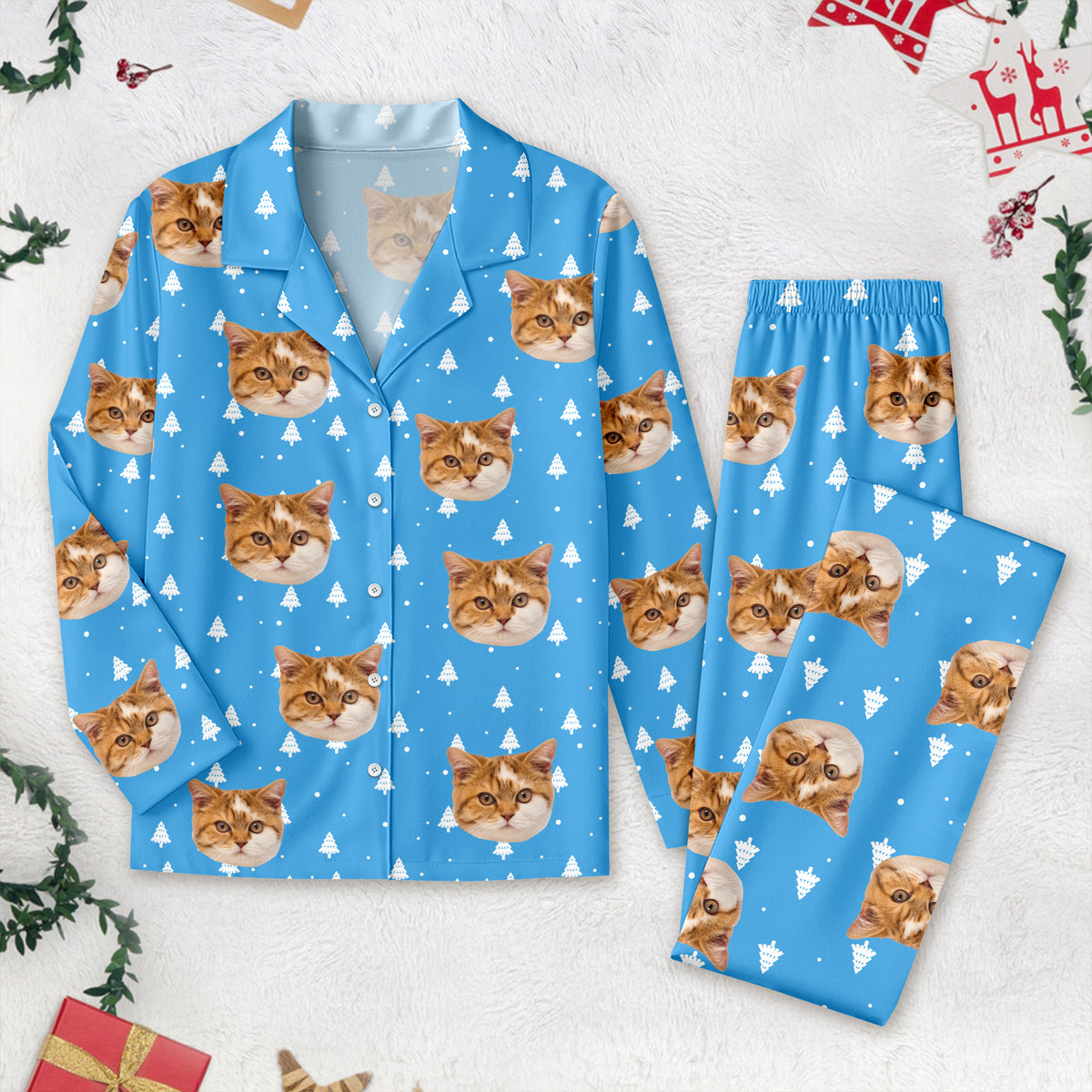 Custom Dog Cat Face Christmas Pajamas, Funny Holiday Outfit For Pet Owners LM32 670109