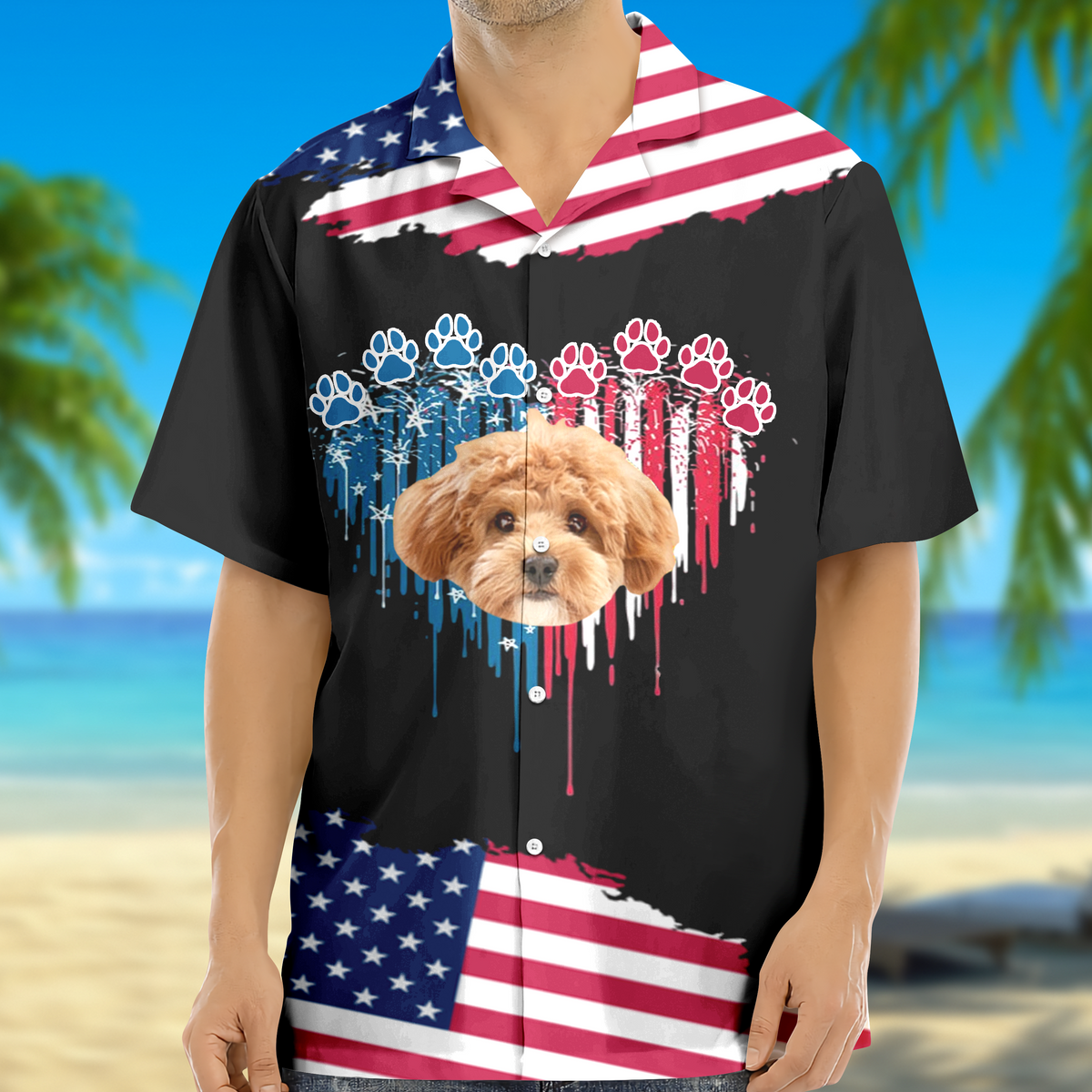 Custom Dog Photo 4th July Hawaii Shirt TH10 892665
