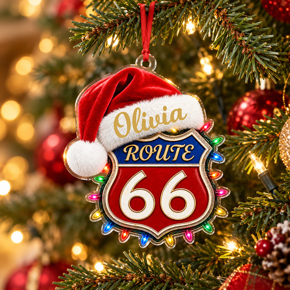 Custom Name Route 66 Acrylic Ornament, Christmas Decor For Car Lover TH10 171279