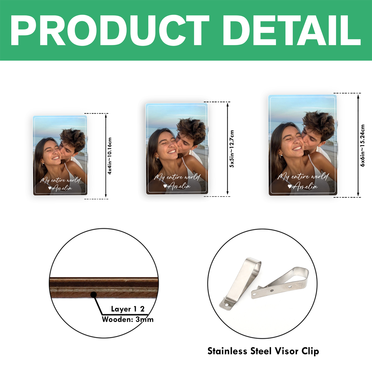 Custom Photo My Entire World Acrylic Car Visor Gift For Valentine HO82 901072